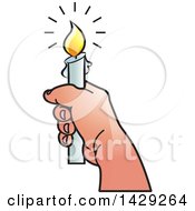 Clipart Of A Hand Holding A Candle Royalty Free Vector Illustration by Lal Perera