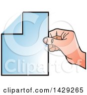 Clipart Of A Hand Holding A Piece Of Paper Royalty Free Vector Illustration