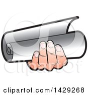 Clipart Of A Hand Holding A Scroll Royalty Free Vector Illustration