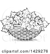 Black And White Basket Of Grape Leaves