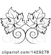 Poster, Art Print Of Black And White Swirls And Grape Leaves