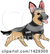 Poster, Art Print Of K9 Unite Police German Shepherd Dog In A Vest