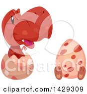 Clipart Of Cute T Rex Dinosaurs Hatching Royalty Free Vector Illustration by BNP Design Studio