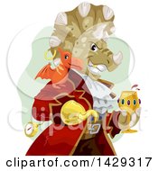 Poster, Art Print Of Pirate Captain Triceratops Dinosaur With A Pterosaur On His Shoulder