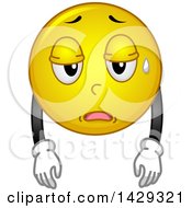 Clipart Of A Cartoon Tired Yellow Emoji Smiley Face Royalty Free Vector Illustration