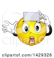 Clipart Of A Cartoon Yellow Emoji Smiley Face Playing Charades Royalty Free Vector Illustration