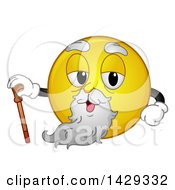 Poster, Art Print Of Cartoon Yellow Emoji Smiley Face Old Man With A Cane