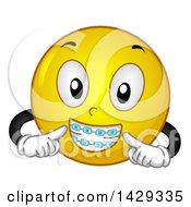 Cartoon Yellow Emoji Smiley Face Wearing Braces