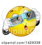Poster, Art Print Of Cartoon Yellow Emoji Smiley Face Wearing Eclipse Glasses
