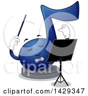 Poster, Art Print Of Blue Music Note Mascot Conductor