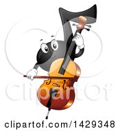 Poster, Art Print Of Black Music Note Mascot Playing A Cello