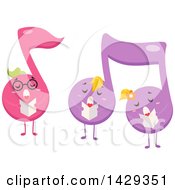 Clipart Of A Group Of Music Note Mascots Singing Royalty Free Vector Illustration