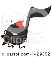 Poster, Art Print Of Black Music Note Mascot Playing An Electric Guitar