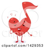 Poster, Art Print Of Red Heart Shaped Music Note Singing