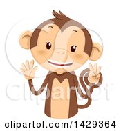 Poster, Art Print Of Cute Monkey Counting 8 On His Fingers