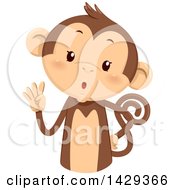Poster, Art Print Of Cute Monkey Counting 4 On His Fingers