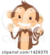 Poster, Art Print Of Cute Monkey Counting 6 On His Fingers