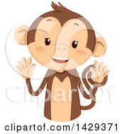 Poster, Art Print Of Cute Monkey Counting 10 On His Fingers