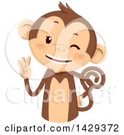 Poster, Art Print Of Cute Monkey Counting 3 On His Fingers