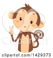 Poster, Art Print Of Cute Monkey Counting 2 On His Fingers