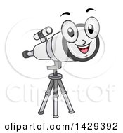 Happy Telescope Mascot On A Tripod