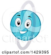 Cartoon Happy Planet Uranus Mascot