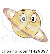 Cartoon Happy Planet Saturn Mascot