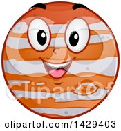 Clipart Of A Cartoon Happy Planet Jupiter Mascot Royalty Free Vector Illustration