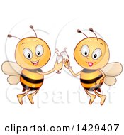 Poster, Art Print Of Bee Couple Toasting With Wine