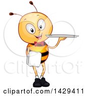 Poster, Art Print Of Happy Waiter Bee Holding A Platter