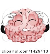 Brain Mascot Character With A Migraine