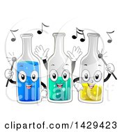 Glass Bottle Mascots Filled With Colorful Liquid Tapping Themslves To Make Music