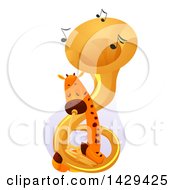 Cute Giraffe Playing A Tuba