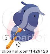 Poster, Art Print Of Cute Hippopotamus Playing A Flute