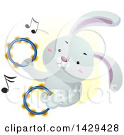 Poster, Art Print Of Cute Bunny Rabbit Playing The Tambourines
