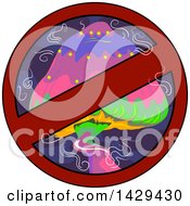 Clipart Of A Psychedelic Mushroom In A Restricted Sign Royalty Free Vector Illustration