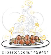 Poster, Art Print Of Plate Of Steaming Hot Mushrooms And Checkers
