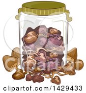 Clipart Of A Glass Jar With Mushrooms Royalty Free Vector Illustration