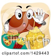 Poster, Art Print Of Human Liver Mascot Refusing Junk Food