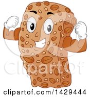 Clipart Of A Strong Muscular Cereal Bar Mascot Flexing His Muscles Royalty Free Vector Illustration