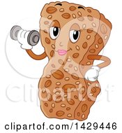 Clipart Of A Female Cereal Bar Mascot Working Out With A Dumbbell Royalty Free Vector Illustration