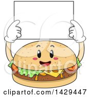 Poster, Art Print Of Happy Cheeseburger Holding Up A Blank Sign