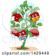 Poster, Art Print Of Tomato Plant With Happy Fruits Reading Books