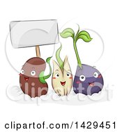 Poster, Art Print Of Group Of Seed Characters Demonstrating The Germination Process