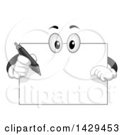 Cartoon Blank Board Mascot Holding A Pen