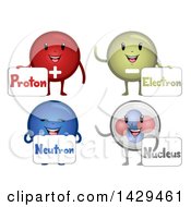 Poster, Art Print Of Happy Group Of Atomic Particle Mascots