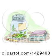 Poster, Art Print Of Caterpillar Eating Leaves Inside A Jar By School Books
