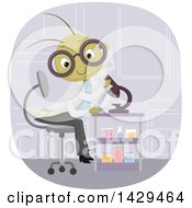 Poster, Art Print Of Cricket Scientist Using A Microscope