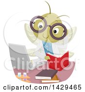 Scientist Cricket Reading A Book And Using A Laptop In A Laboratory