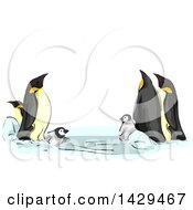 Poster, Art Print Of Family Of Emperor Penguins Playing